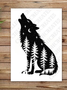 *2 for $20* Howling Wolf With Trees vinyl decal Sticker